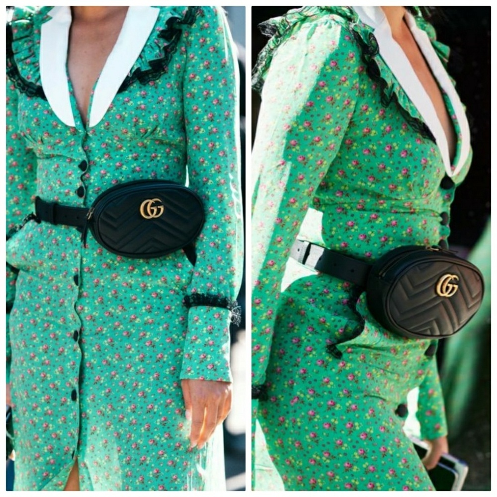 ⭐⭐SOLD⭐⭐ Gucci Marmont Belt Bag Black Leather - Picture 1 of 8